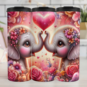 Termo Corazón Floral de Elefante Bebé
