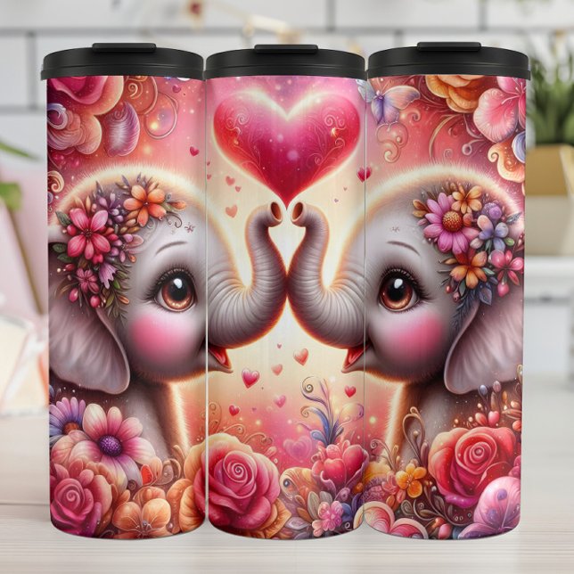 Termo Corazón Floral de Elefante Bebé (Subido por el creador)