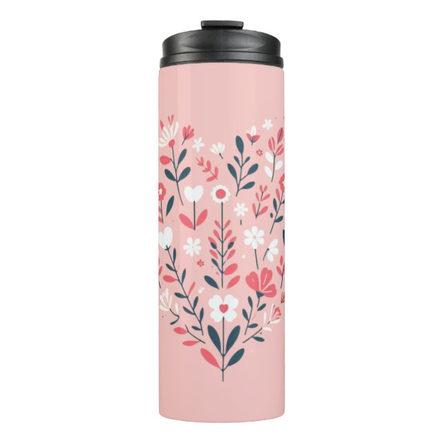 Termo Corazón floral de San Valentín (Anverso)