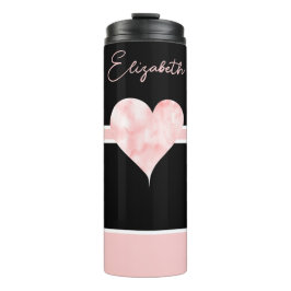 Termo Corazón personalizado rosa y negro Bonito