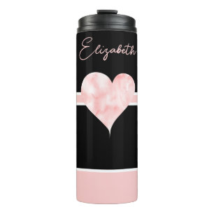 Termo Corazón personalizado rosa y negro Bonito