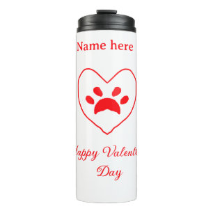 Termo Corazón rojo perro gato pata feliz día de San Vale