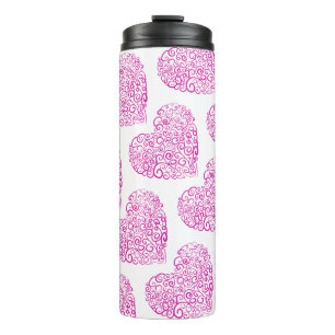 Termo Corazón rosa de escritura a mano espiral para Día 