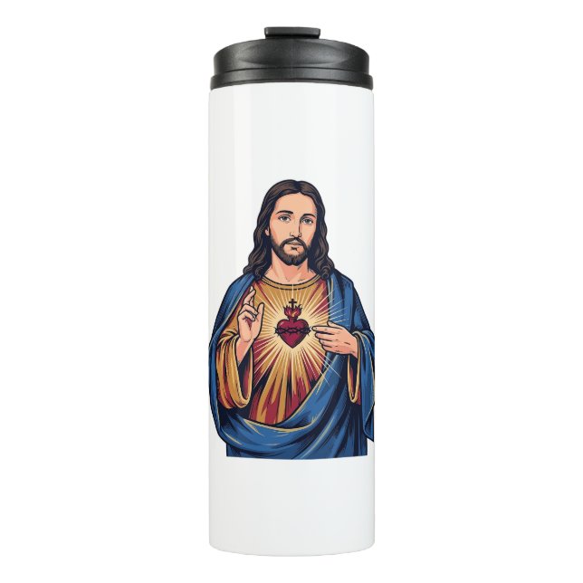 Termo Corazón Sagrado Grabado Antiguo Vector Religioso D (Anverso)
