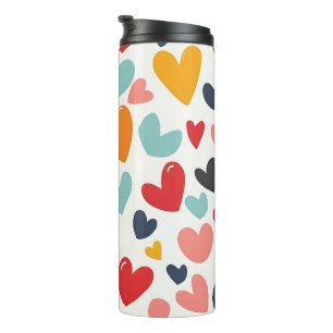 Termo Corazones Adorables y Coloridos Doodle Romántico