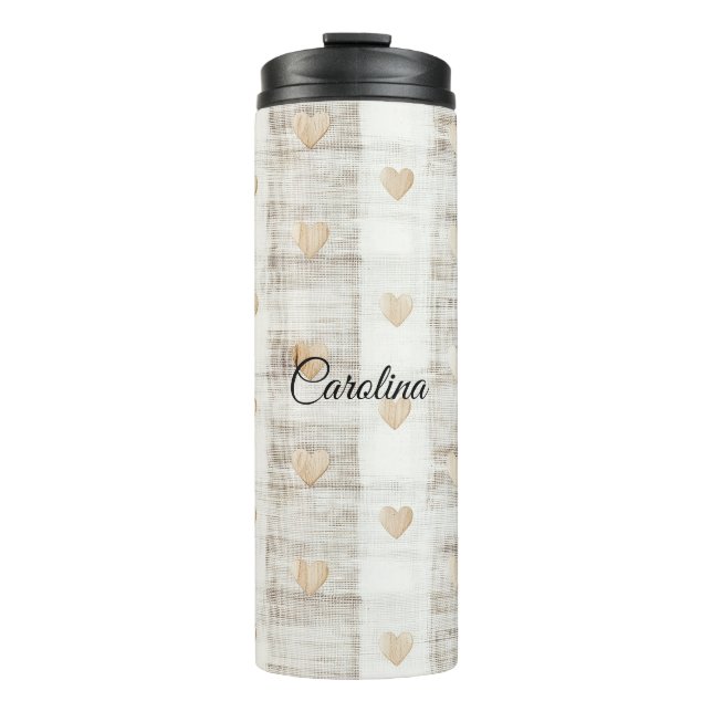 Termo Corazones beige beige blanco crema (Anverso)