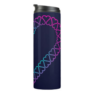 Termo corazones cian rosados en tumbler térmico