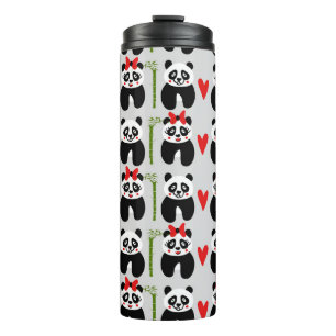 Termo Corazones Cute Pandas: Patrón de niños