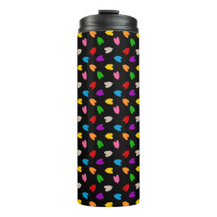 Termo Corazones de amor coloridos diseño de patrón negro