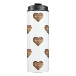 Termo Corazones de madera marrón rústica simétricos gran