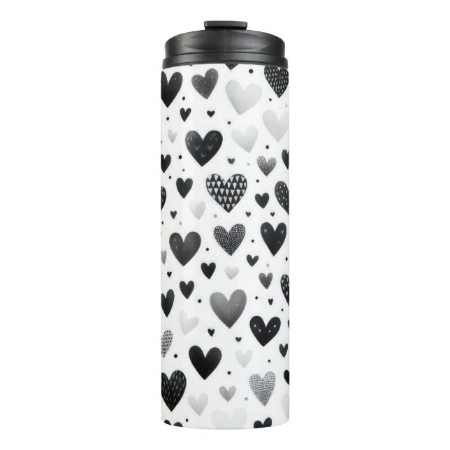 TERMO CORAZONES DE SAN VALENTÍN DE AMOR DE ACUARELA NEGR (Anverso)