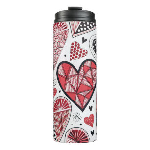 TERMO CORAZONES DE SAN VALENTÍN DE PATCHWORK ROJO GRIS N