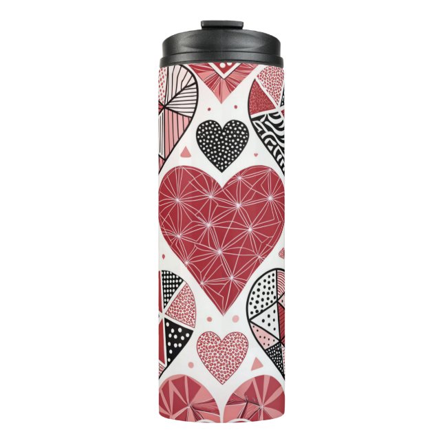 TERMO CORAZONES DE SAN VALENTÍN DE PATCHWORK ROJO GRIS N (Anverso)