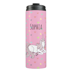 Termo Corazones de Unicornio Rosa Femenino
