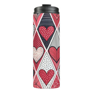 TERMO CORAZONES DE VALENTINA DE PATCHWORK BLANCO GRIS RO
