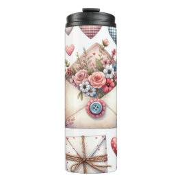 TERMO CORAZONES DE VALENTINA DE PATCHWORK ROJO Y AZUL Y 