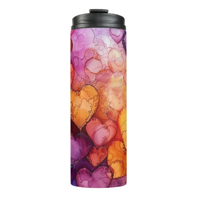 TERMO CORAZONES DE VALENTINA ROJO PURPLE AMARILLO (Anverso)