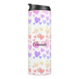 Termo Corazones flotantes de acuarela (personalizable)