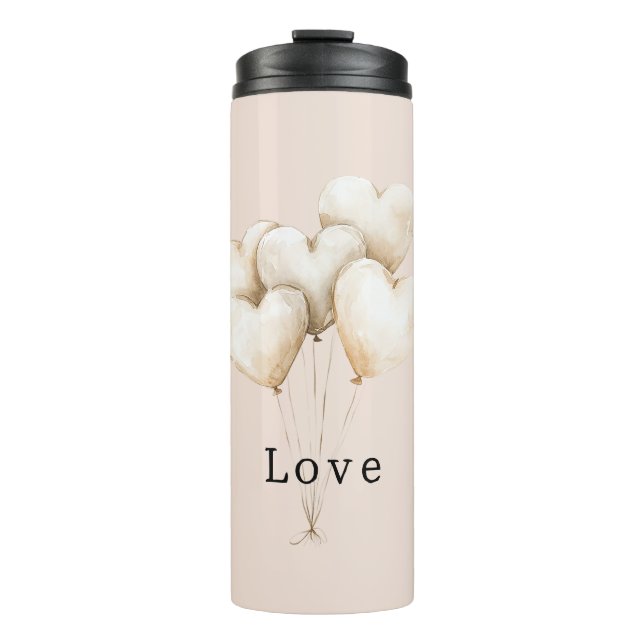 Termo Corazones Globos Amor Crema Rubor (Anverso)
