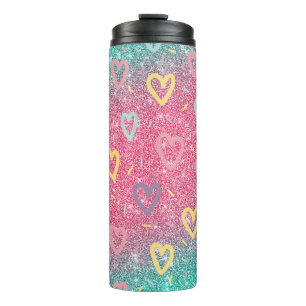 Termo Corazones Purpurinas de amor