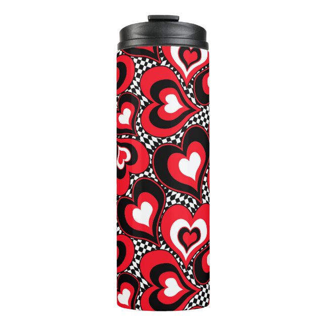 Termo Corazones, rojo, negro, blanco, El día de San Vale (Anverso)