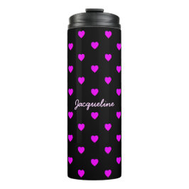 Termo Corazones rosados cortos en negro