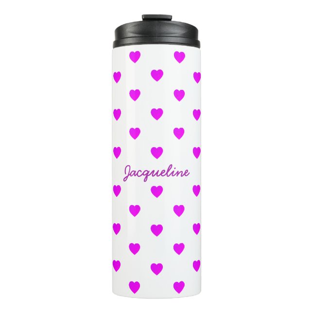 Termo Corazones rosados en BLANCO Mínimo (Anverso)