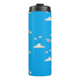 Termo Corazones y nubes en azul