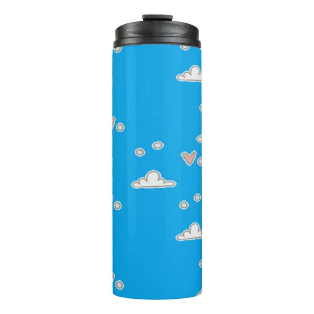 Termo Corazones y nubes en azul (Anverso)