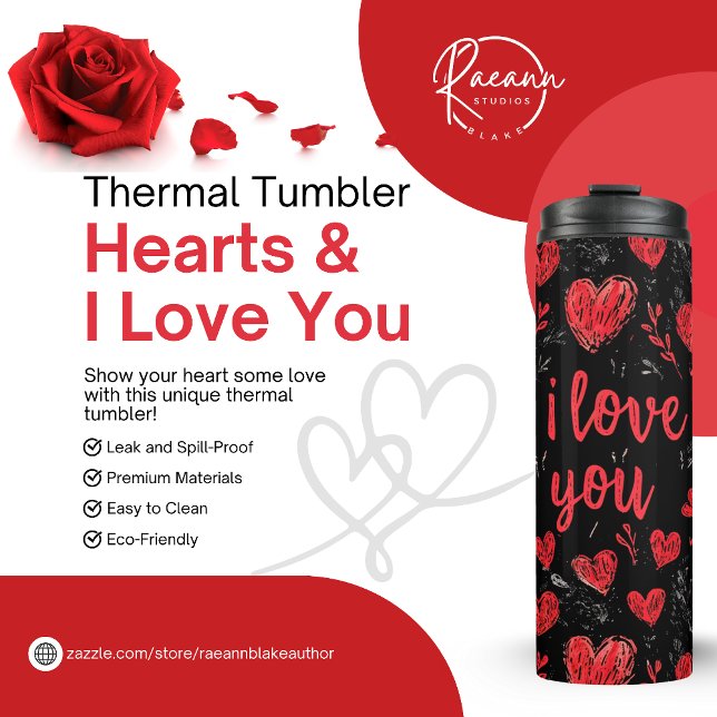 Termo Corazones y te amo el Tumbler térmico (Subido por el creador)
