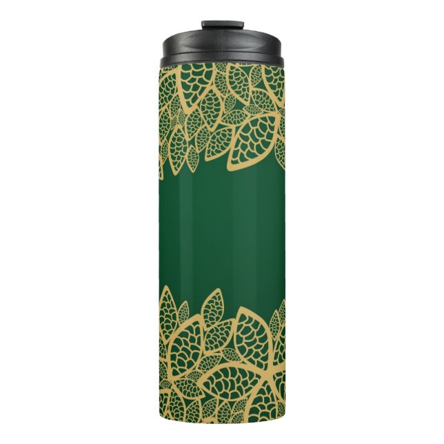 Termo Cordón de oro de la hoja en fondo verde (Anverso)