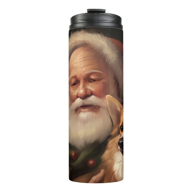 Termo Corgi Con Santa Claus Navideño (Anverso)