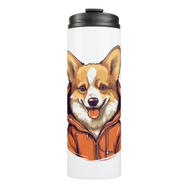 Termo Corgi Divertido con Sudadera (Anverso)