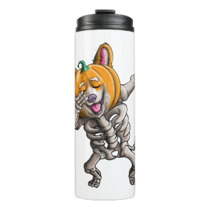 Termo Corgi Esqueleto Divertido de Halloween Corgi Lindo