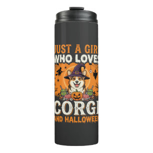 Termo Corgi Halloween Bruja Niña Terror Antiguo