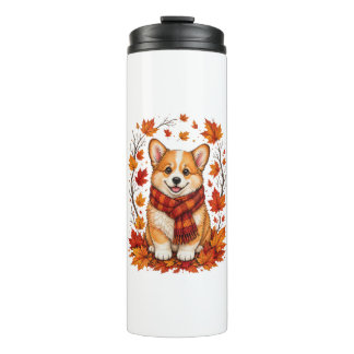 Termo Corgi perro acogedor de otoño