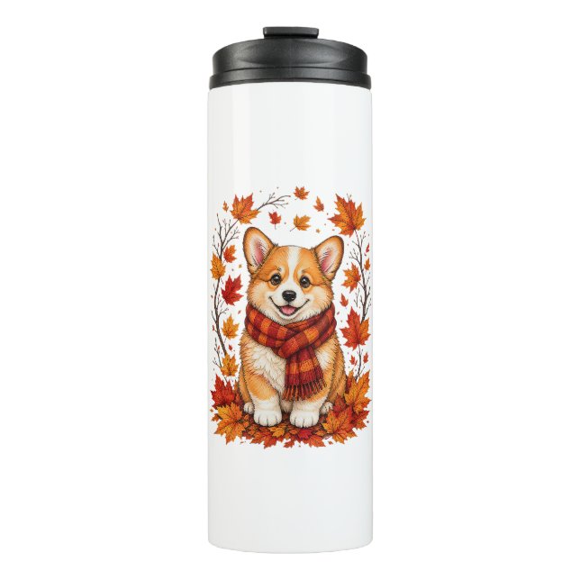 Termo Corgi perro acogedor de otoño (Anverso)