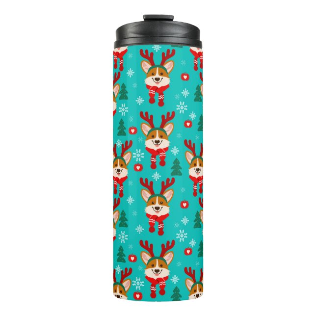Termo Corgi perro festivo de vacaciones (Anverso)
