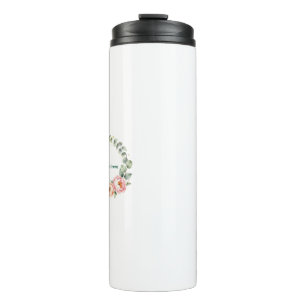 Termo Corona de Acuarela Floral Rosa Elegante Personaliz