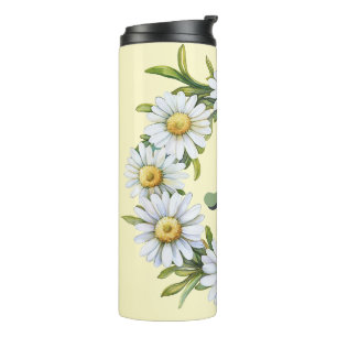 Termo Corona de margaritas de acuarela personalizada con