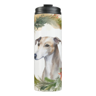 Termo Corona de Navidad de Greyhound Perro Festivo