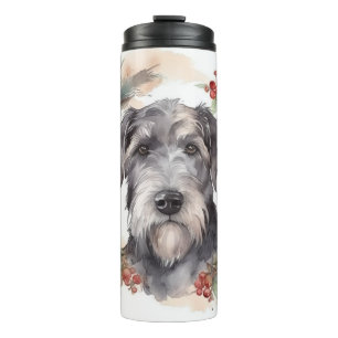 Termo Corona de Navidad Wolfhound Perro Festivo
