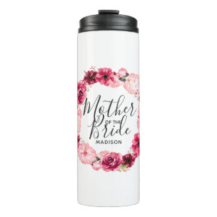 Termo Corona floral de color burdeos y rosa Madre de la