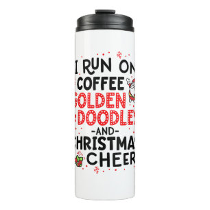 Termo Corro En Café Doodles Dorados Y Navidades Saludan