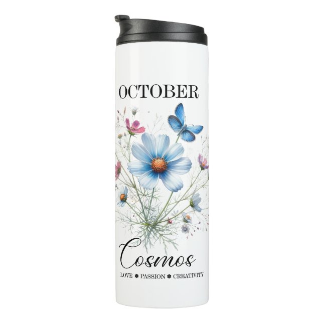 Termo Cosmic Sip • October Birth Flower Thermal Tumbler  (Rotado hacia la derecha)