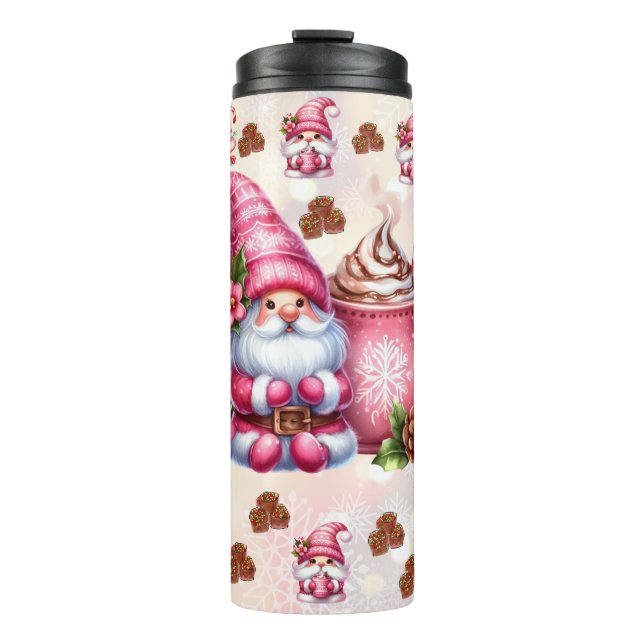 Termo Cosmoso Gnome de invierno con café caliente (Anverso)