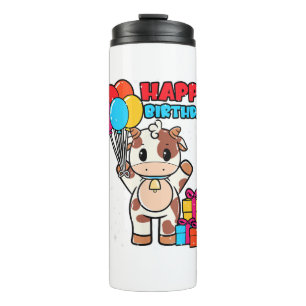 Termo Cow Birday Balloon Thatleman Farmer Cute B