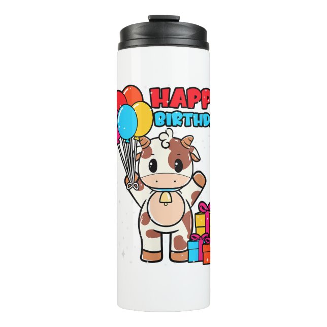 Termo Cow Birday Balloon Thatleman Farmer Cute B (Anverso)