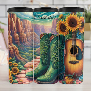 Termo Cowboy Boots: Cañón de guitarra floral