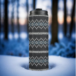 Termo Cozy Knitted Pattern Black and Gray